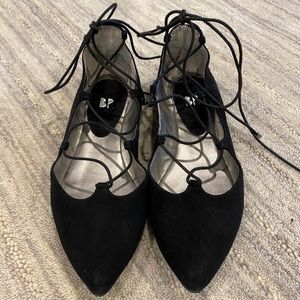 Tie up black ballet flats - new